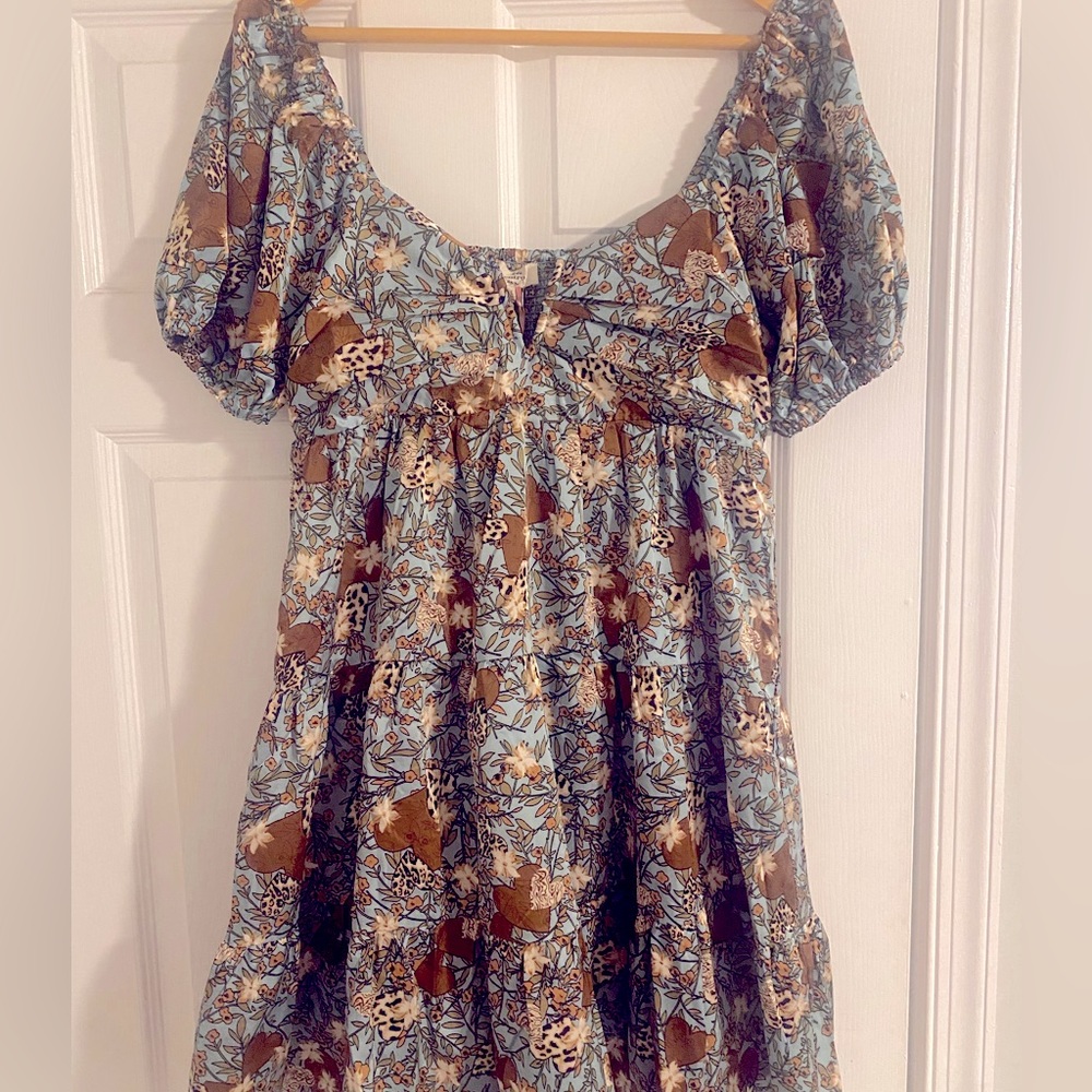 NWT - Teal & Leopard Mini Dress